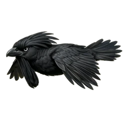Amazonian Umbrellabird, in flight