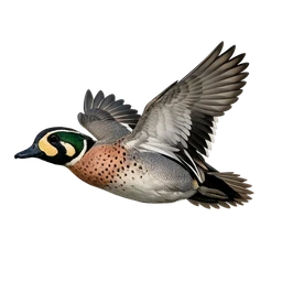 Baikal Teal, in flight