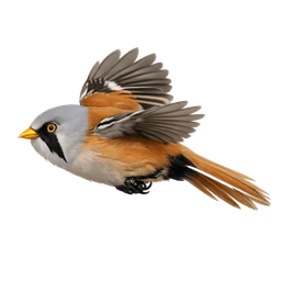 Bearded Reedling, in flight