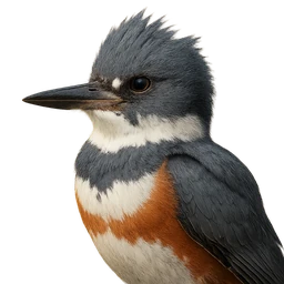 Belted Kingfisher, profile