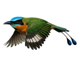 Blue-crowned Motmot, in flight