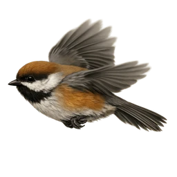 Boreal Chickadee, in flight