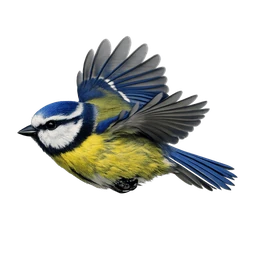 Eurasian Blue Tit, in flight