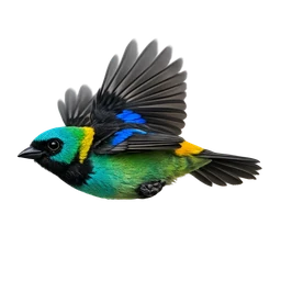 Green-headed Tanager, in flight
