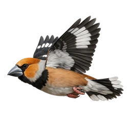 Hawfinch, in flight