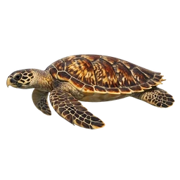 Hawksbill Sea Turtle, in flight