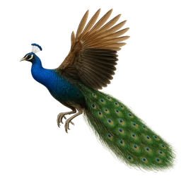 Indian Peafowl, in flight