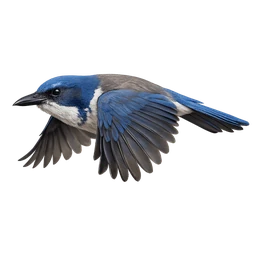 Island Scrub-Jay, in flight