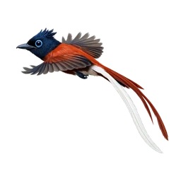 Malagasy Paradise Flycatcher, in flight