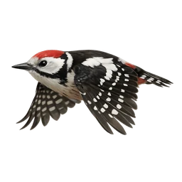 Middle Spotted Woodpecker, in flight