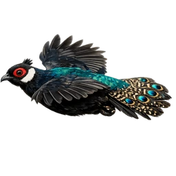 Palawan Peacock-Pheasant, in flight