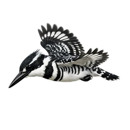 Pied Kingfisher, in flight