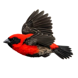 Red Fody, in flight