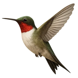 Ruby-throated Hummingbird, in flight