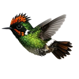 Rufous-crested Coquette, in flight